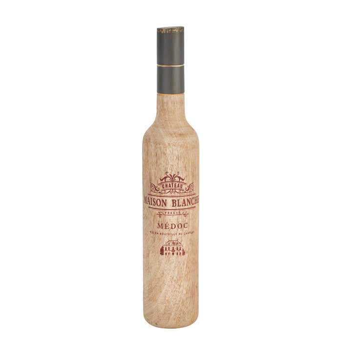 Mango Wood 20" Wine Bottle, Brown