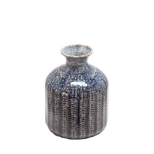 Ceramic 6" Bottle Vase, Blue - ReeceFurniture.com