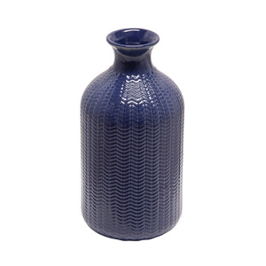 Ceramic 9" Bottle Vase, Blue - ReeceFurniture.com