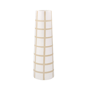 Ceramic Windowpane 24" Vase, Beige - ReeceFurniture.com
