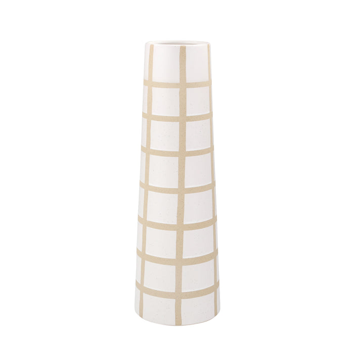 Ceramic Windowpane 24" Vase, Beige