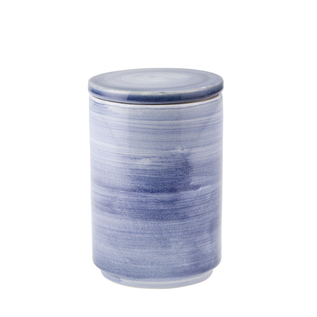 Ceramic 8" Covered Jar, Blue - ReeceFurniture.com