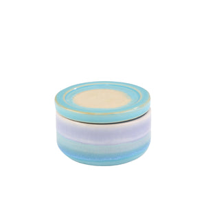 Ceramic 3.75" Covered Jar, Blue Mix - ReeceFurniture.com