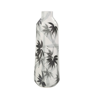 Ceramic 16" Fern Design Vase, Gray/White - ReeceFurniture.com