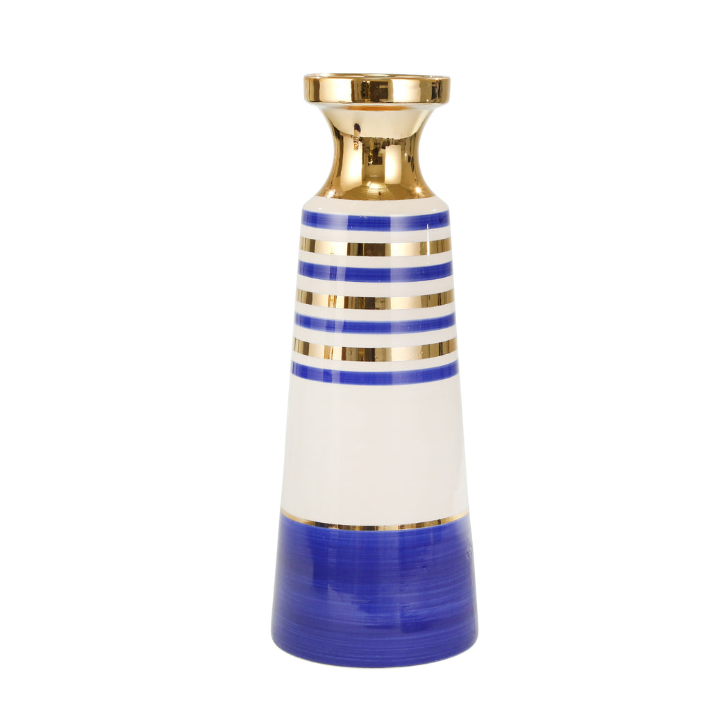 Ceramic 20" Tapered Vase, Blue - ReeceFurniture.com