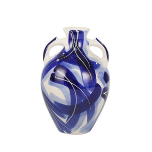 Ceramic 12" Handled Vase, Bluemix - ReeceFurniture.com