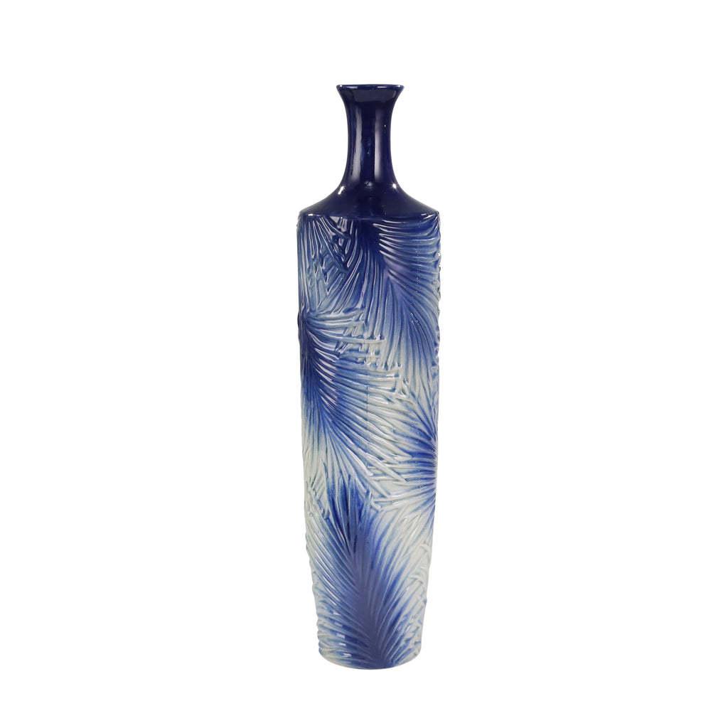 Ceramic 24.5" Fern Design Vase, Blue Mix - ReeceFurniture.com