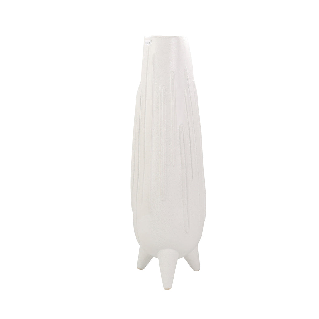 Ceramic 23" Footed Vase, Matte White - ReeceFurniture.com