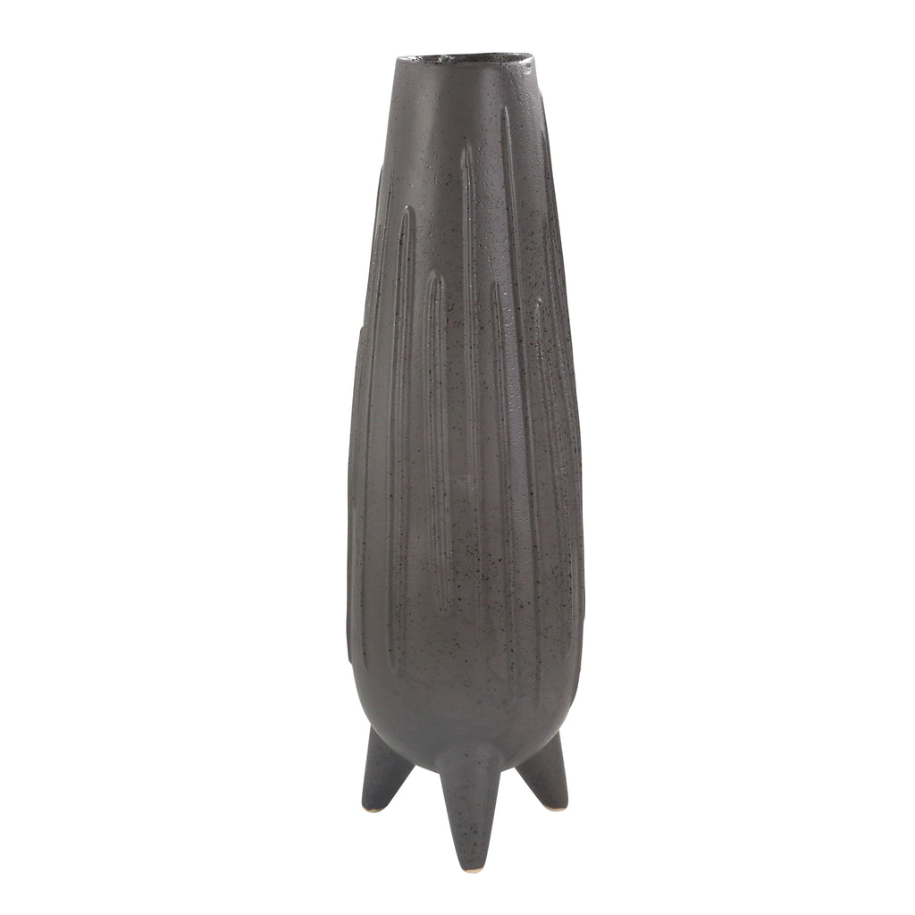 Ceramic 23" Footed Vase, Matte Black - ReeceFurniture.com