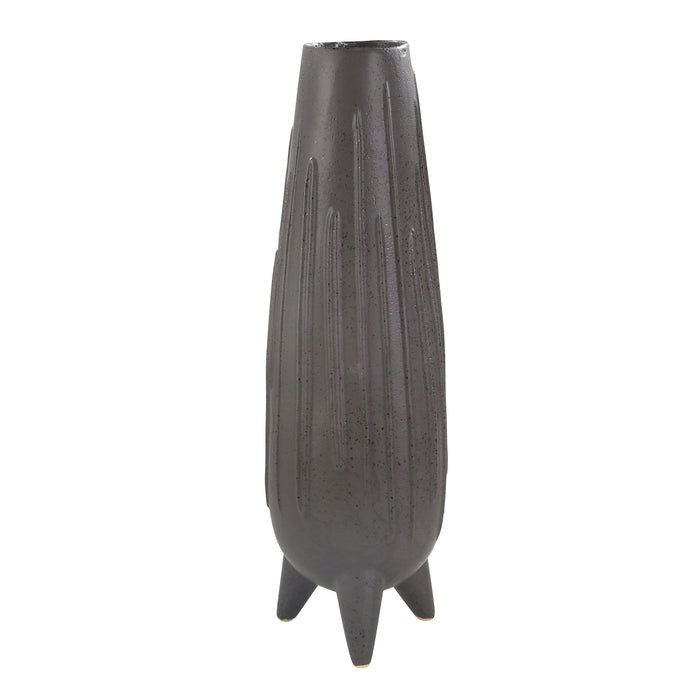 Ceramic 23" Footed Vase, Matte Black