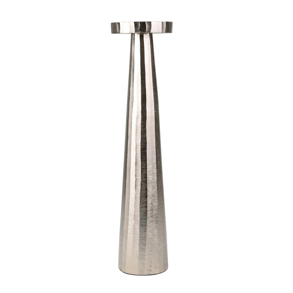 Aluminum 22" Pillar Holder, Silver - ReeceFurniture.com