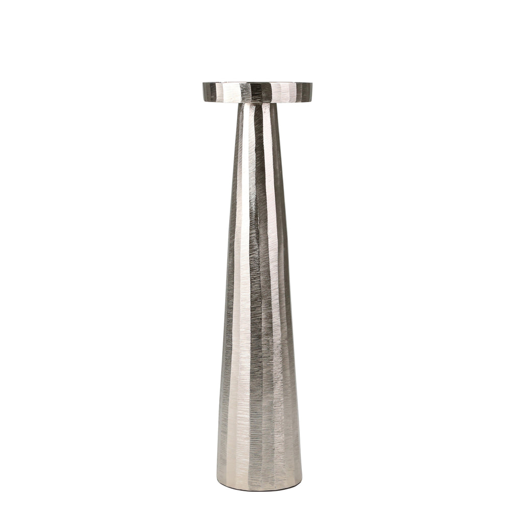 Aluminum 21" Pillar Holder, Silver - ReeceFurniture.com