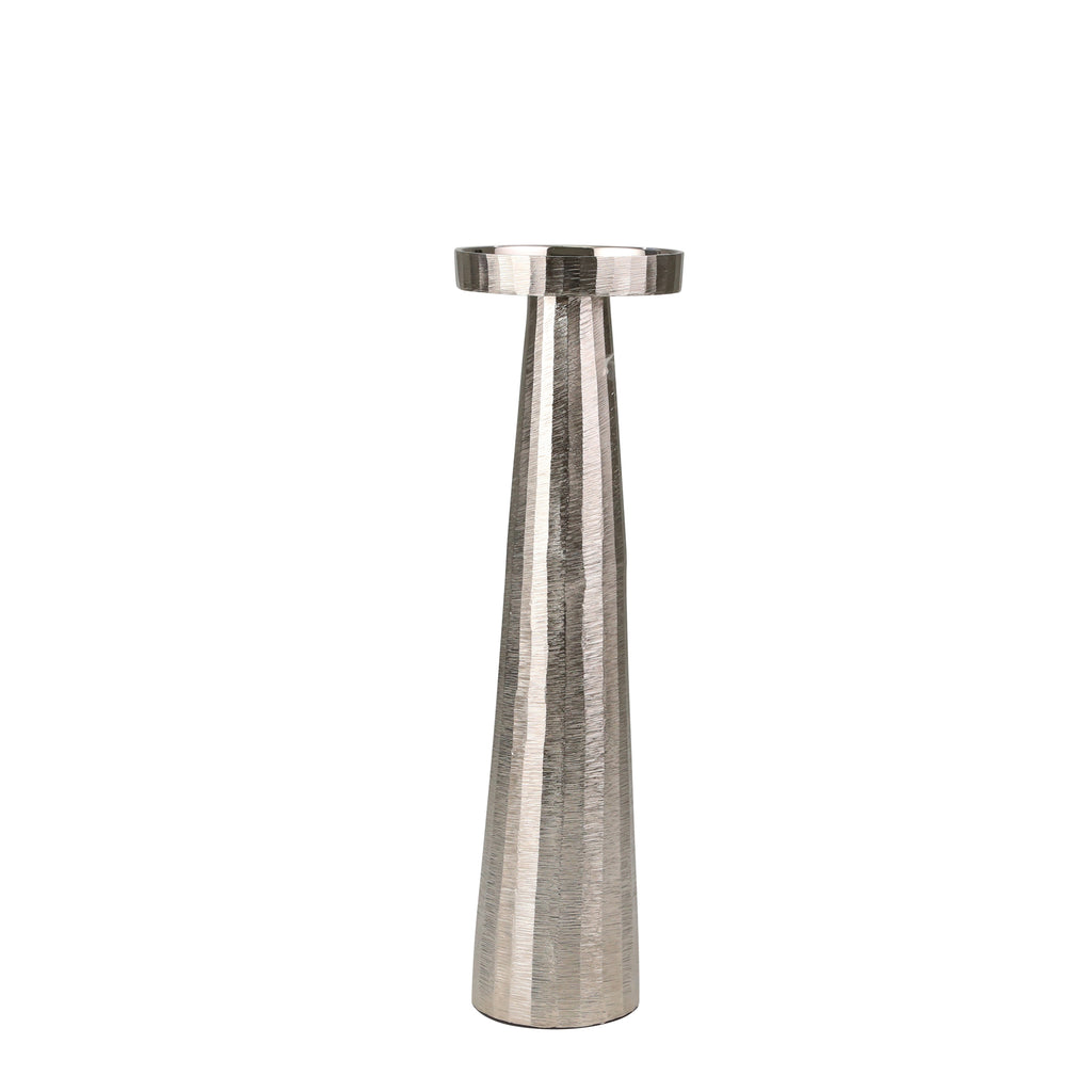 Aluminum 19" Pillar Holder, Silver - ReeceFurniture.com