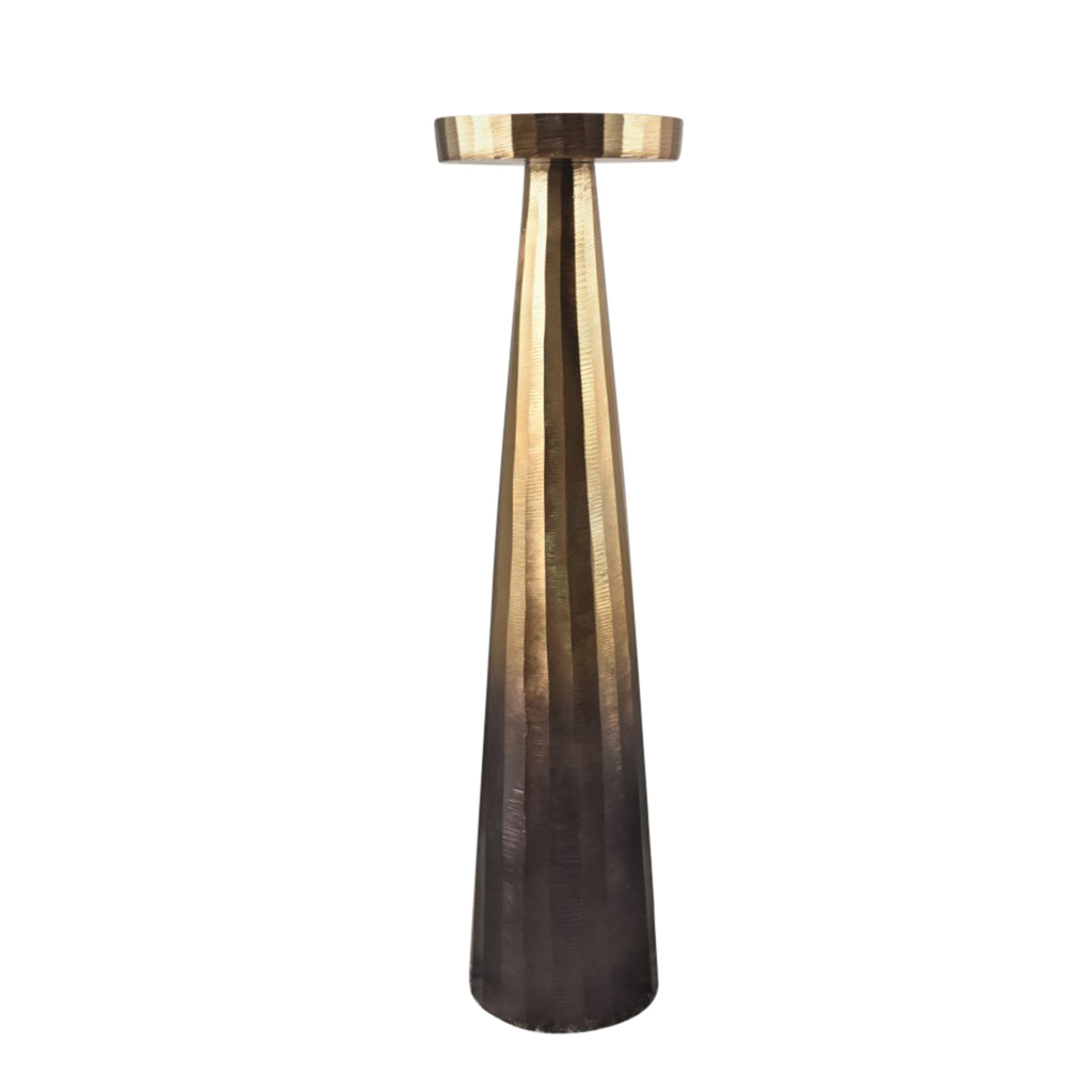 Aluminum 21" Pillar Holder, Ombre Gold/ Brown - ReeceFurniture.com