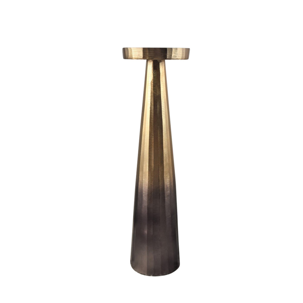 Aluminum 19" Pillar Holder, Ombre Gold/Brown - ReeceFurniture.com