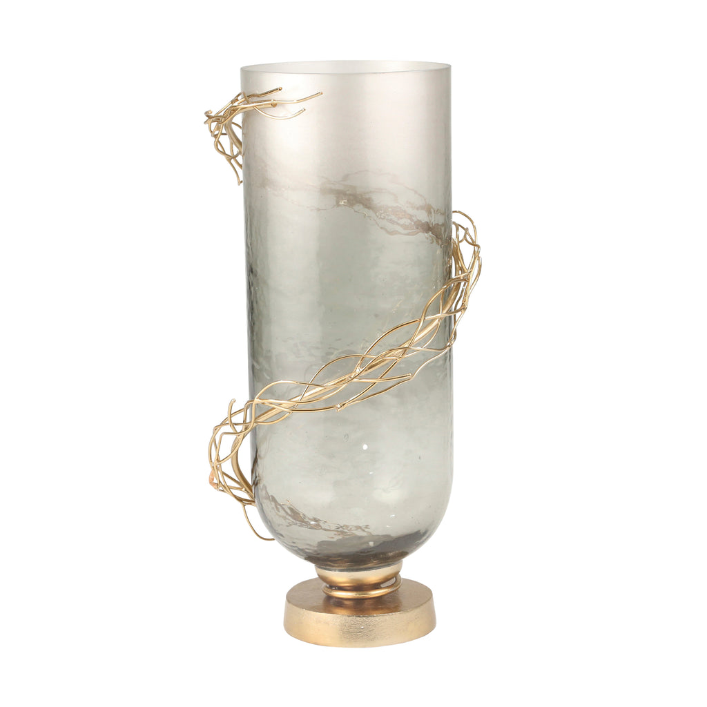 Glass 17" Wire Wrap Vase, Gold - ReeceFurniture.com