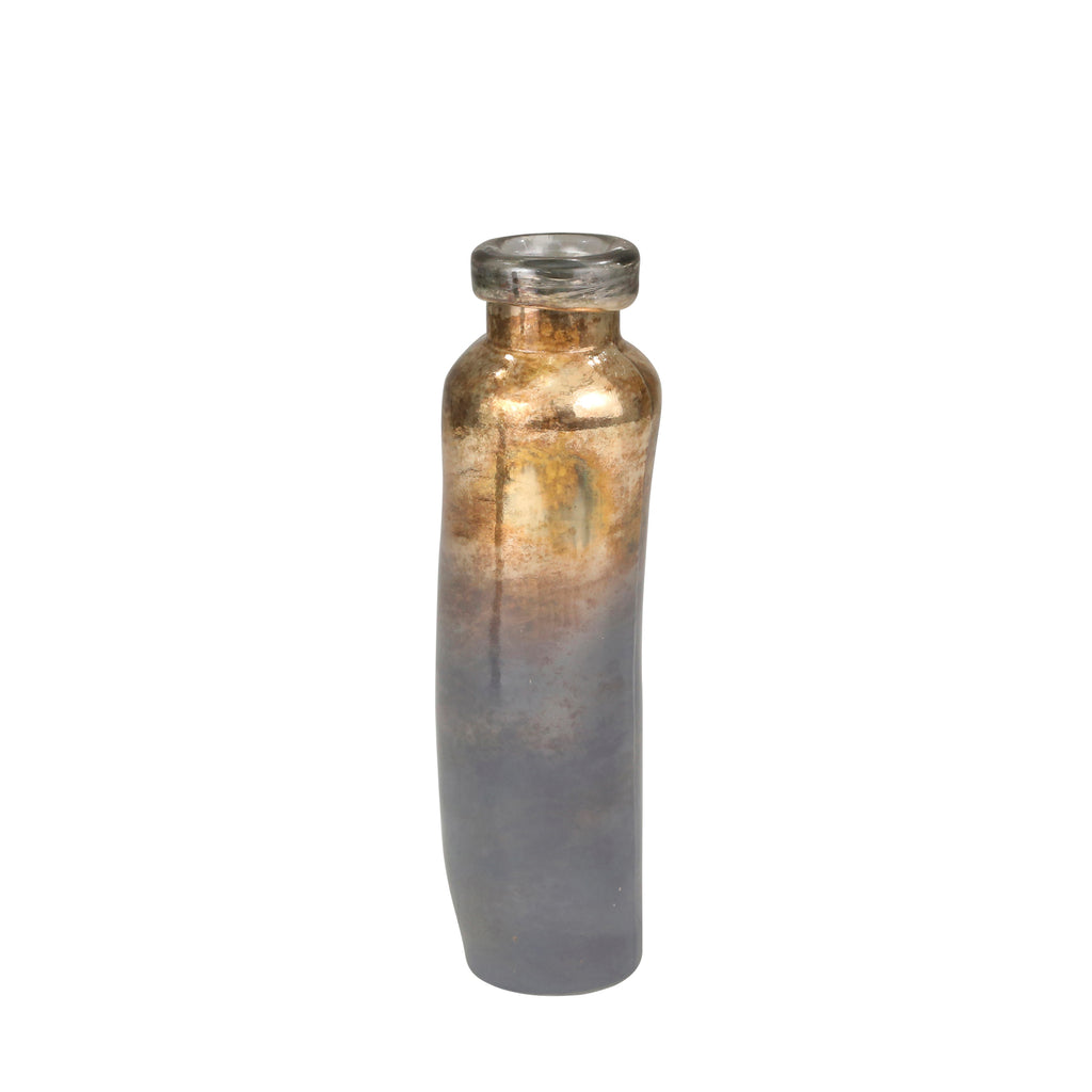 Glass 14" Organic Vase, Copper/ Gray Mix - ReeceFurniture.com