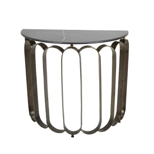 Iron 33" Demilune Console W/Marble Top, Black - ReeceFurniture.com