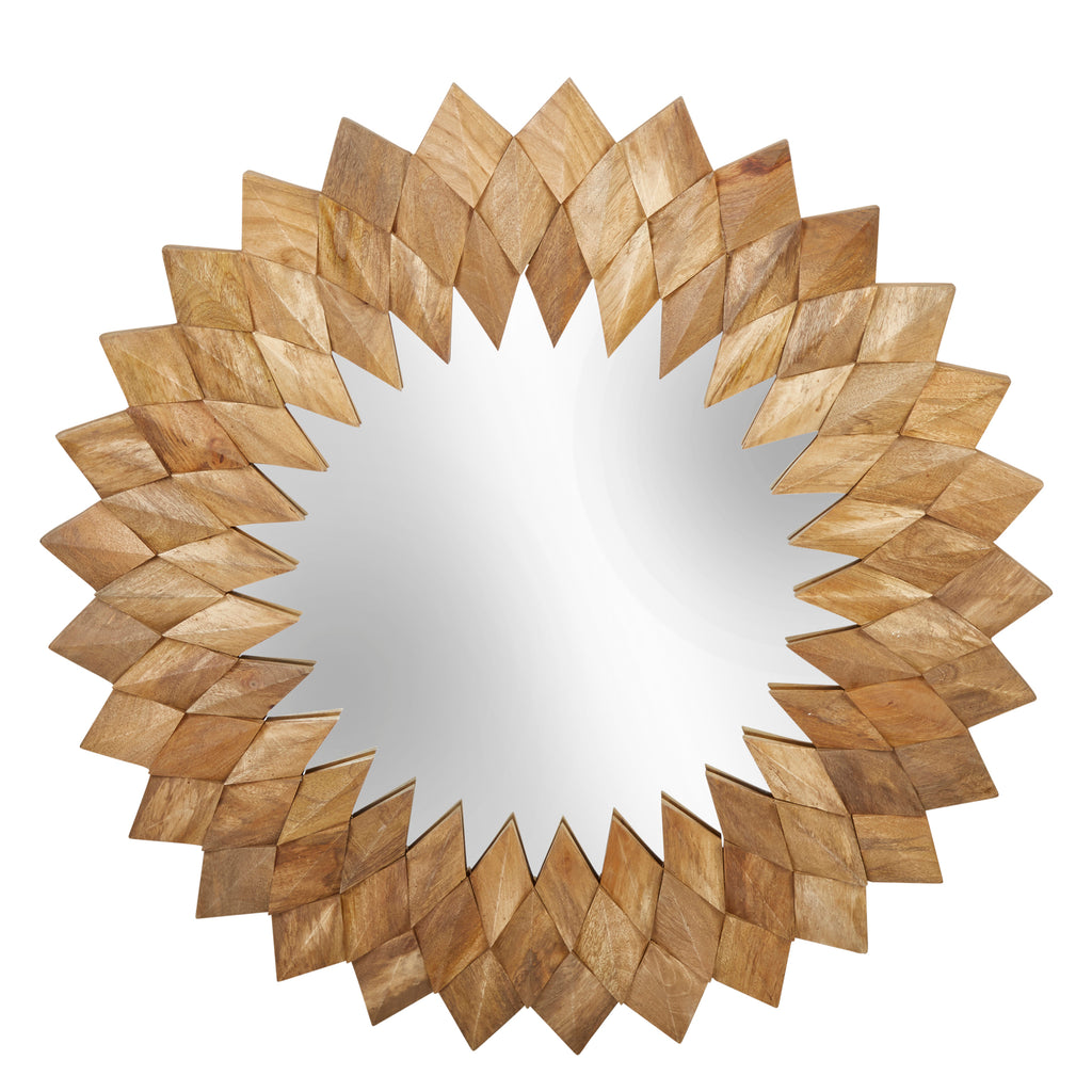 Wood 44" Wall Mirror, Brown - ReeceFurniture.com