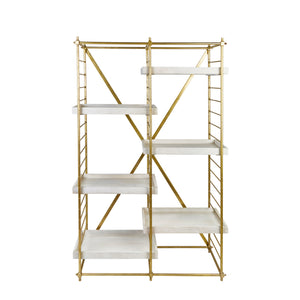 Gold Iron 69" Etagere W/Woode N Shelves, Kd - ReeceFurniture.com