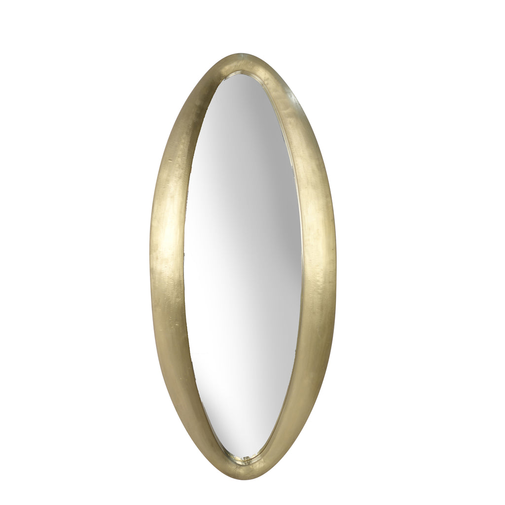 Wood / Brass Clad, 64" Oval Wall Mirror, Gold - ReeceFurniture.com