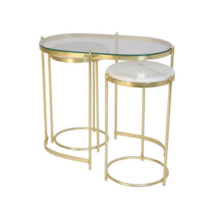 S/3 Iron Console / Side Tables, Gold - ReeceFurniture.com