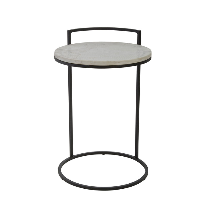 Iron 23" Accent Table With Marble Top, Black
