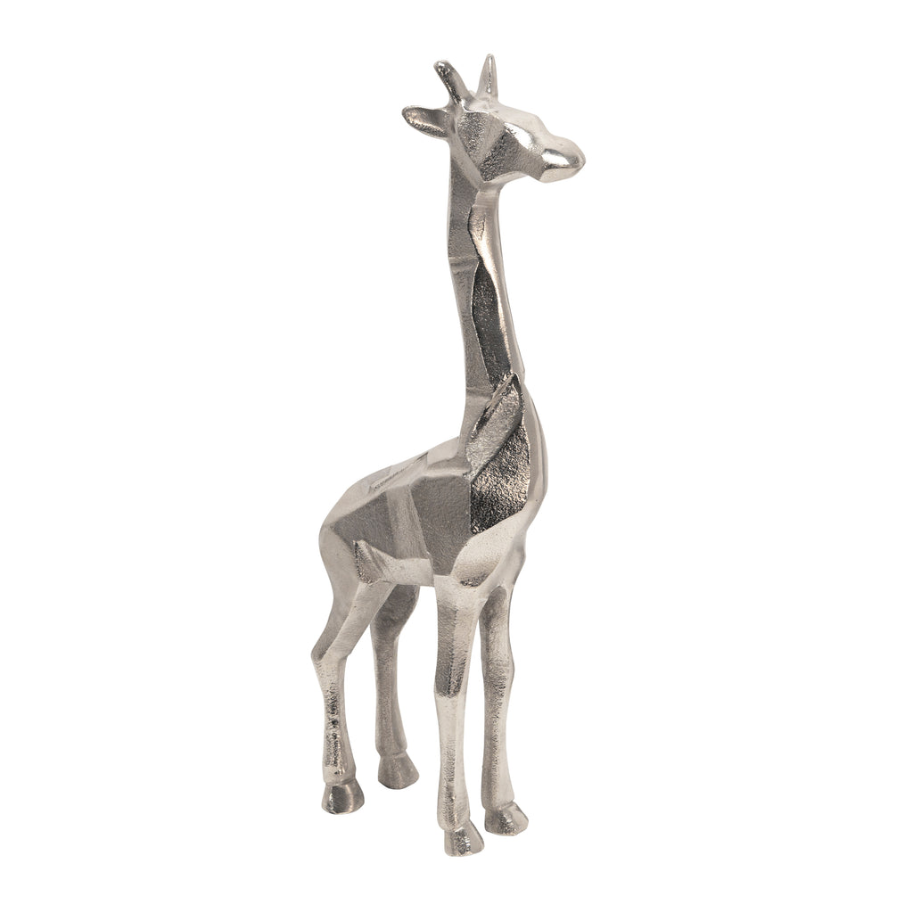 Aluminum Standing Giraffe, 15"Silver - ReeceFurniture.com