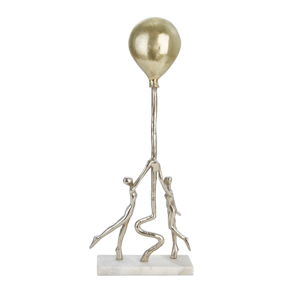 Aluminum  26" Couple W/Goldballoon, Silver - ReeceFurniture.com