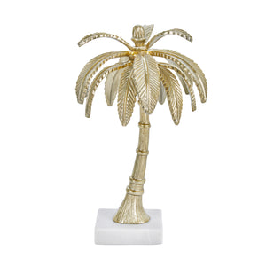 Aluminum 16" Palm Tree Decoration, Brass Ant. - ReeceFurniture.com