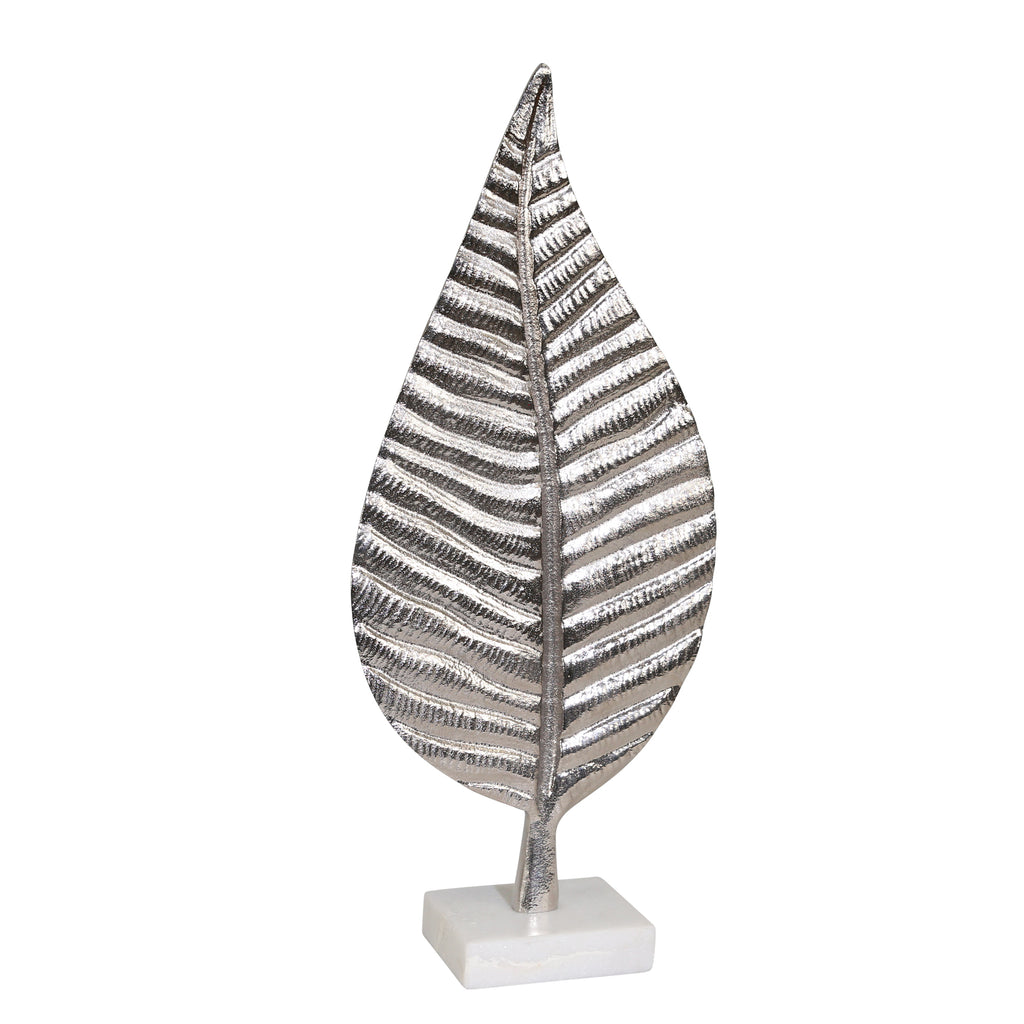Aluminum 19" Leaf Decoration,Silver - ReeceFurniture.com