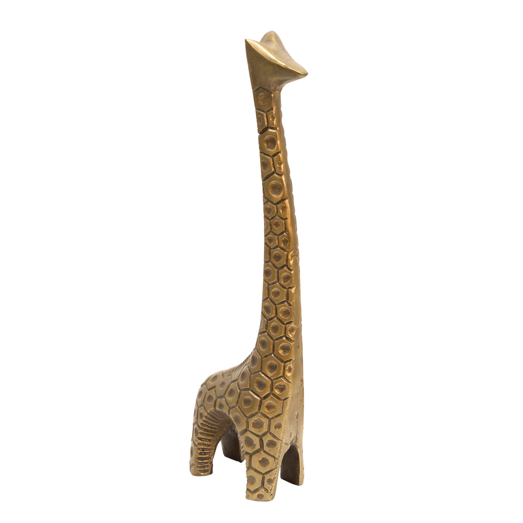 Aluminum 16" Giraffe Sculpture, Gold - ReeceFurniture.com