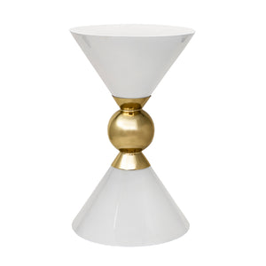 Iron 21" Round Accent Table, White/Gold - ReeceFurniture.com