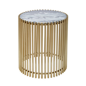 Steel / Marble 20"  Accent Table, Gold/Black - ReeceFurniture.com