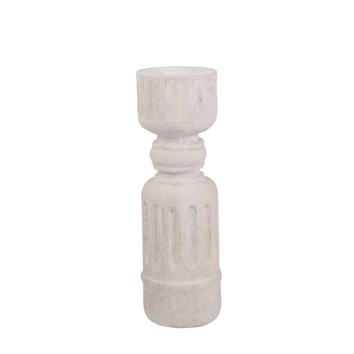 Resin 16" Wood Look Candle Holder, White