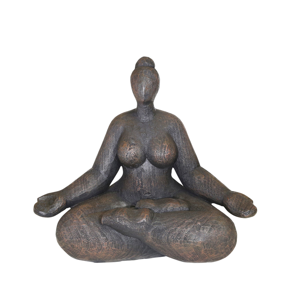 Resin 11" Sucasana Female Yogafigurine, Black - ReeceFurniture.com