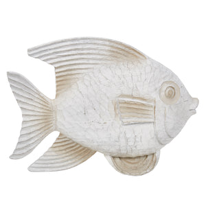 Resin 13.5" Fish Figurine, White Wash - ReeceFurniture.com
