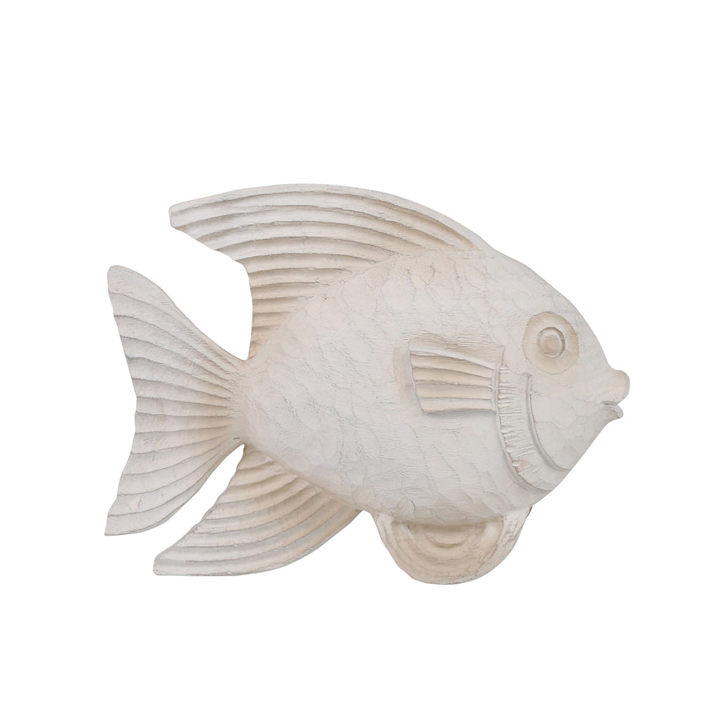 Resin 10" Fish Figurine, White Wash - ReeceFurniture.com
