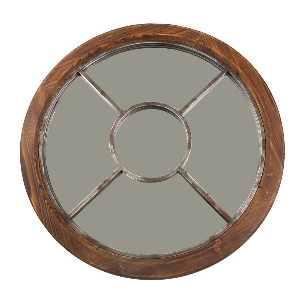 Wood Frame 30" Wall Mirror, Brown, Wb - ReeceFurniture.com