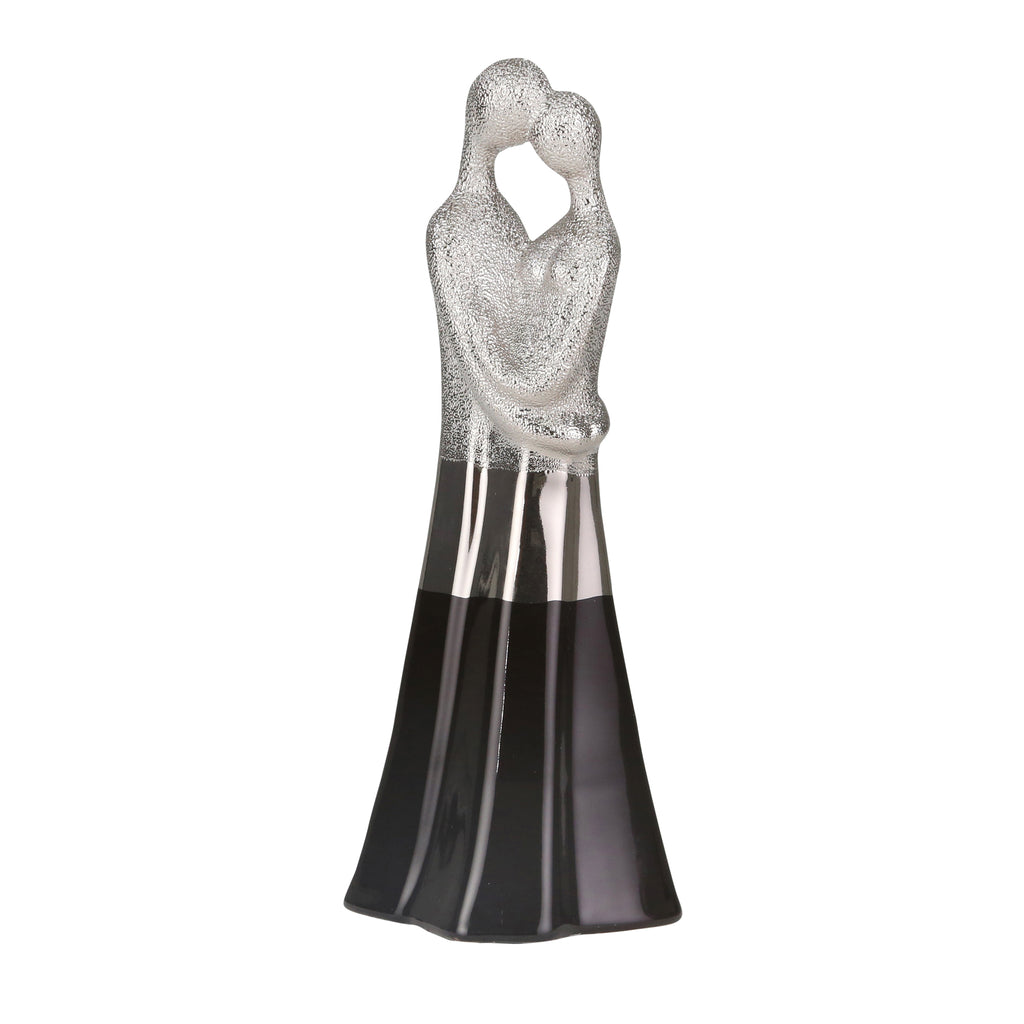 Ceramic 13.25" Couple Figurine, Silver / Black - ReeceFurniture.com