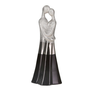 Ceramic 13.25" Couple Figurine, Silver / Black - ReeceFurniture.com