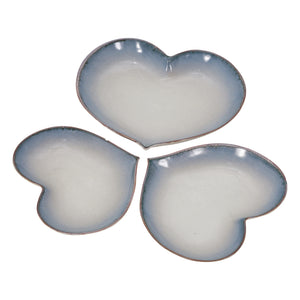 S/3 Ceramic 15 / 13 /12" Heartplates, Blue Fade - ReeceFurniture.com