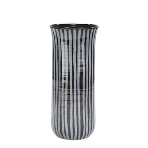 Ceramic 14" Striped Vase, Blue - ReeceFurniture.com