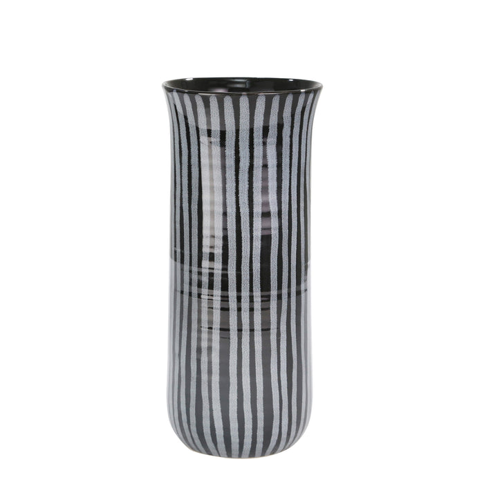 Ceramic 14" Striped Vase, Blue