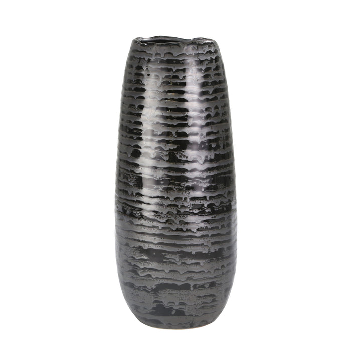 Ceramic 16" Cone Vase, Black