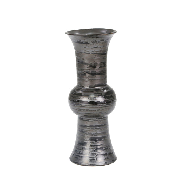 Ceramic 12.5" Trumpet Vase, Gray