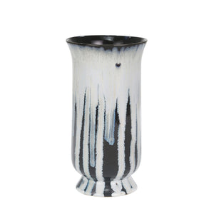 Ceramic 12" Drip Glaze Vase, White/Blue - ReeceFurniture.com