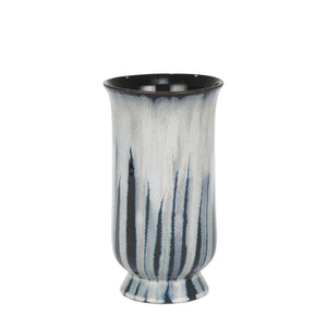 Ceramic 10" Drip Glaze Vase, White/Blue - ReeceFurniture.com