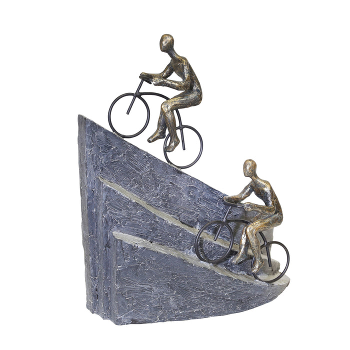 Polyresin 12.25" Bike Riders,Bronze
