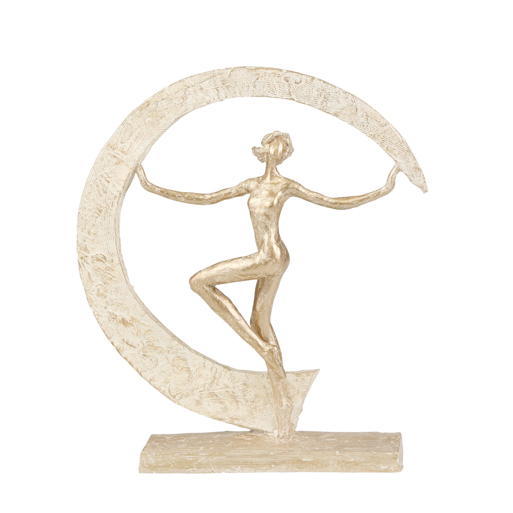 Polyresin 13.5" Dancing Figurine, White / Gold - ReeceFurniture.com